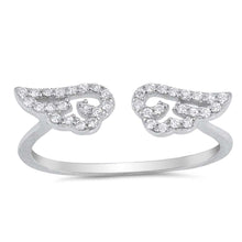 Load image into Gallery viewer, Sterling Silver Angel Wing Shaped Clear CZ RingAnd Face Height 5mm