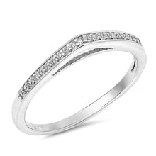 Load image into Gallery viewer, Sterling Silver Plain Shaped Clear CZ RingAnd Face Height 2mm