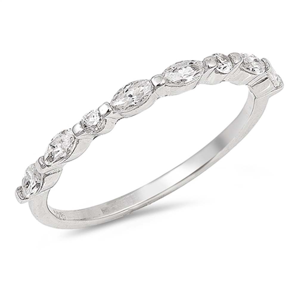 Sterling Silver Oval Shaped Clear CZ RingAnd Face Height 2mm