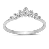 Sterling Silver Ovals Shaped Clear CZ RingAnd Face Height 5mm