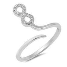 Load image into Gallery viewer, Sterling Silver Infinity Shaped Clear CZ RingAnd Face Height 15mm
