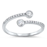 Sterling Silver Round Edges Shaped Clear  CZ RingAnd Face Height9mm