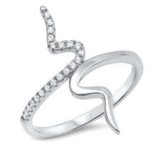 Load image into Gallery viewer, Sterling Silver Vertical Wave Shaped Clear CZ RingAnd Face Height 23mm