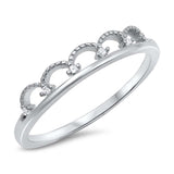 Sterling Silver Crown Shaped Clear CZ RingAnd Face Height 4mm