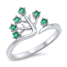 Load image into Gallery viewer, Sterling Silver Emerald Circle Shaped With Clear CZ RingAnd Face Height 11mm