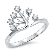 Load image into Gallery viewer, Sterling Silver Tree Shaped Clear CZ RingAnd Face Height 11mm