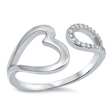 Load image into Gallery viewer, Sterling Silver Open Heart Shaped Clear CZ RingAnd Face Height 11mm