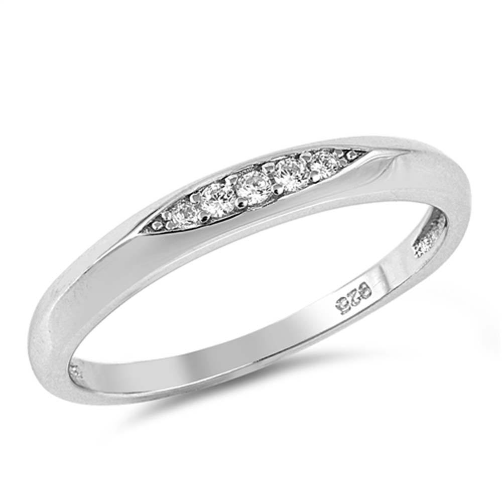 Sterling Silver Round Shaped Clear CZ RingAnd Face Height 3mm