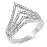 Sterling Silver Waves Shaped Clear CZ RingAnd Face Height 14mm