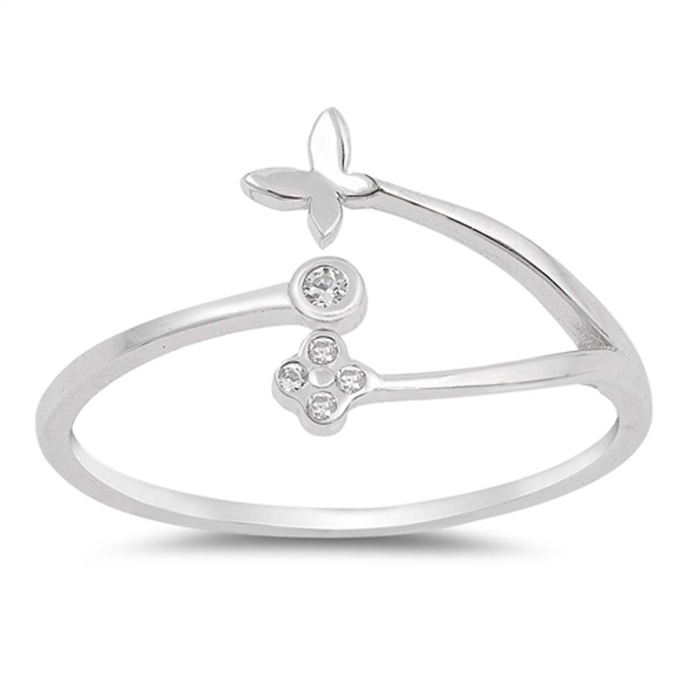 Sterling Silver Circle Shaped With Clear CZ RingAnd Face Height 12mm