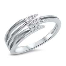 Load image into Gallery viewer, Sterling Silver Curved Edges Shaped Clear CZ RingAnd Face Height 6mm