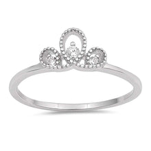 Load image into Gallery viewer, Sterling Silver Crown Shaped Clear CZ RingAnd Face Height 6mm