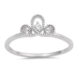 Sterling Silver Crown Shaped Clear CZ RingAnd Face Height 6mm