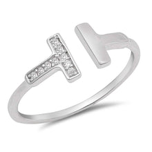 Load image into Gallery viewer, Sterling Silver Double Bars Shaped Clear CZ RingAnd Face Height 7mm