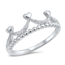 Load image into Gallery viewer, Sterling Silver Crown Shaped Clear CZ RingAnd Face Height 6mm