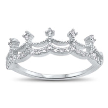 Load image into Gallery viewer, Sterling Silver Crown Shaped Clear CZ RingAnd Face Height 6mm