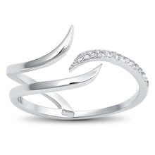 Load image into Gallery viewer, Sterling Silver Curves Shaped Clear CZ RingAnd Face Height 9mm