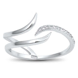 Sterling Silver Curves Shaped Clear CZ RingAnd Face Height 9mm