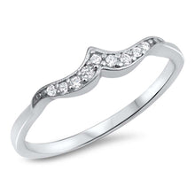 Load image into Gallery viewer, Sterling Silver Mini Wave Shaped Clear CZ RingAnd Face Height 4mm