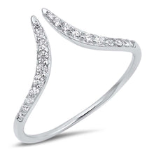 Load image into Gallery viewer, Sterling Silver Curve Edge Shaped Clear CZ RingAnd Face Height 9mm