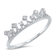 Load image into Gallery viewer, Sterling Silver Crown Shaped Clear CZ RingAnd Face Height 5mm