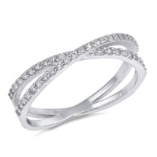 Load image into Gallery viewer, Sterling Silver Infinity Shaped Clear CZ RingAnd Face Height 5mm