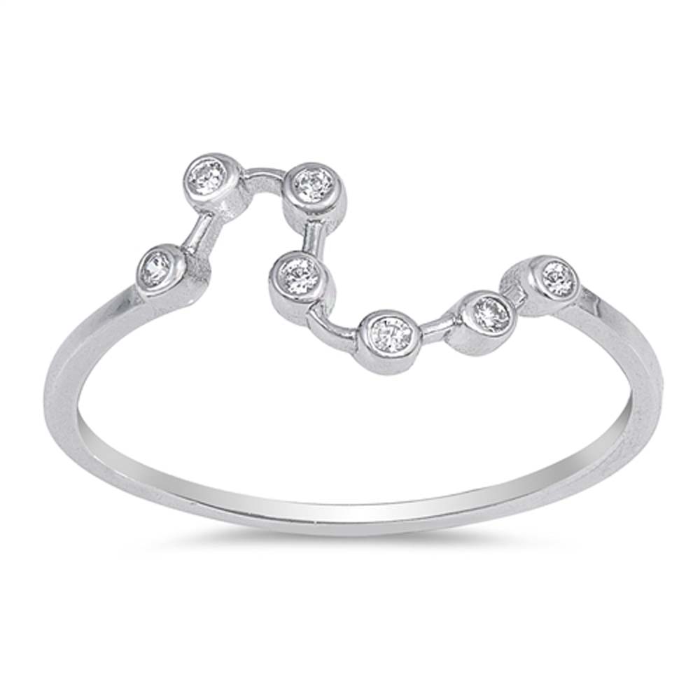 Sterling Silver Constellation CZ RingAnd Face Height 6mm