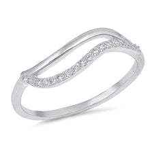 Load image into Gallery viewer, Sterling Silver Wave Shaped Clear CZ RingAnd Face Height 7mm