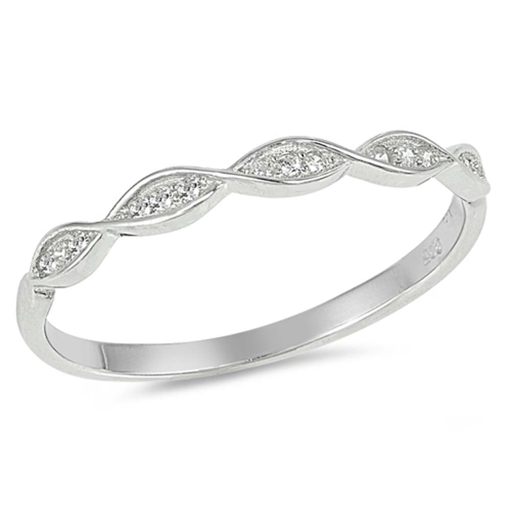 Sterling Silver Infinity Shaped Clear CZ RingAnd Face Height 2mm