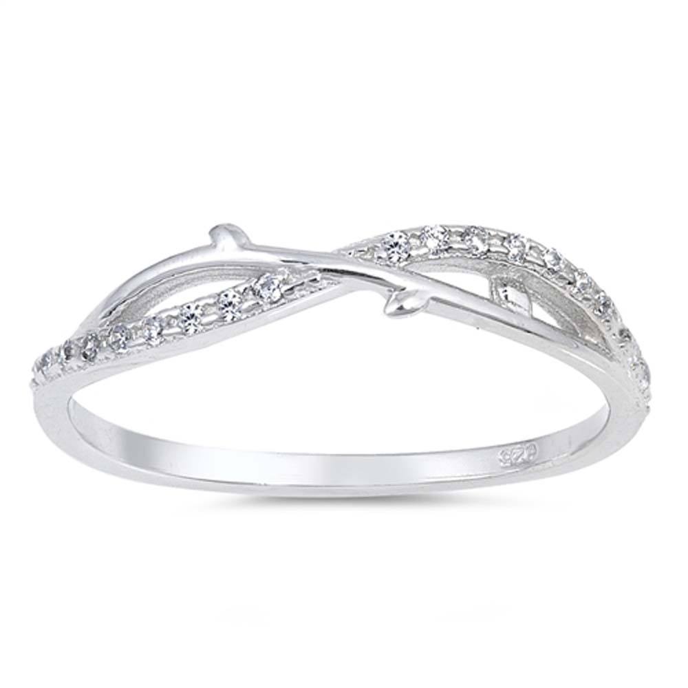 Sterling Silver Infinity Shaped Clear CZ RingAnd Face Height 4mm