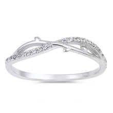 Load image into Gallery viewer, Sterling Silver Infinity Shaped Clear CZ RingAnd Face Height 4mm