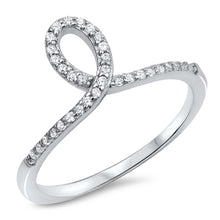 Load image into Gallery viewer, Sterling Silver Loop Shaped Clear CZ RingAnd Face Height 9mm