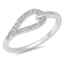 Load image into Gallery viewer, Sterling Silver Loop Lock Shaped Clear CZ RingAnd Face Height 6mm