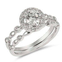 Load image into Gallery viewer, Sterling Silver Round Shaped Clear CZ RingAnd Face Height 10mm