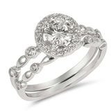 Sterling Silver Round Shaped Clear CZ RingAnd Face Height 10mm