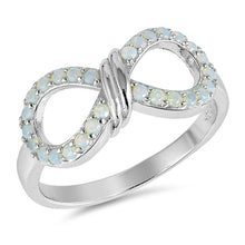 Load image into Gallery viewer, Sterling Silver Infinity Shape White Lab Opal RingsAnd Face Height 10mm