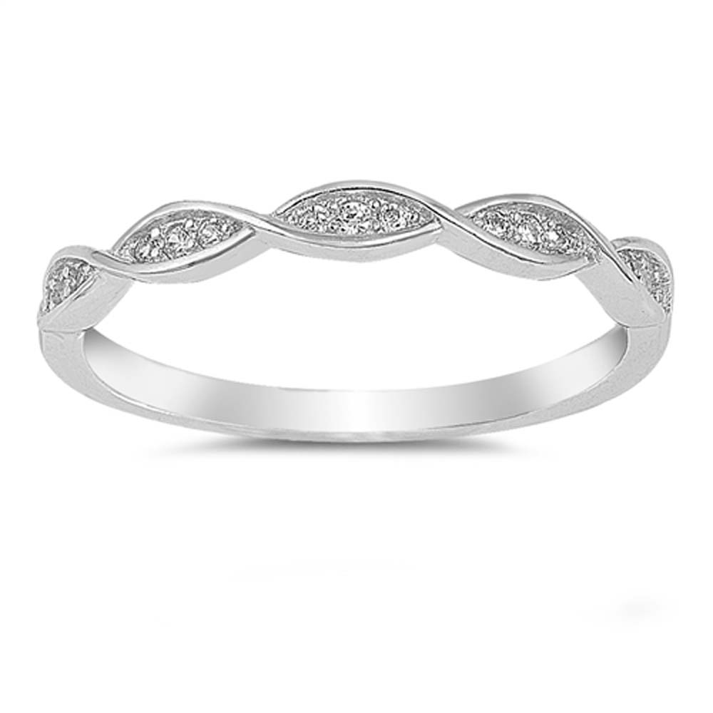 Sterling Silver Infinity Shaped Clear CZ RingAnd Face Height 2.5mm