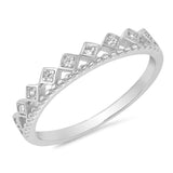 Sterling Silver Crown Shaped Clear CZ RingAnd Face Height 3mm