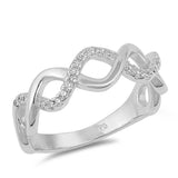 Sterling Silver Infinity Shaped Clear CZ RingAnd Face Height 6mm