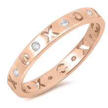 Load image into Gallery viewer, Sterling Silver Rose Gold Plated XOXO Eternity Shaped Clear CZ RingAnd Face Height 3mm