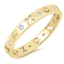 Load image into Gallery viewer, Sterling Silver Yellow Gold Plated XOXO Eternity Shaped Clear CZ RingAnd Face Height 3mm