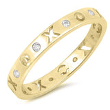 Sterling Silver Yellow Gold Plated XOXO Eternity Shaped Clear CZ RingAnd Face Height 3mm