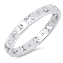 Load image into Gallery viewer, Sterling Silver XOXO Eternity Shaped Clear CZ RingAnd Face Height 3mm