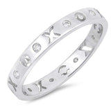 Sterling Silver XOXO Eternity Shaped Clear CZ RingAnd Face Height 3mm