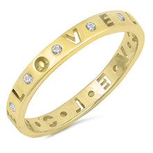 Load image into Gallery viewer, Sterling Silver Yellow Gold Plated Love Eternity Shaped Clear CZ RingAnd Face Height 3mm