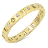 Sterling Silver Yellow Gold Plated Love Eternity Shaped Clear CZ RingAnd Face Height 3mm