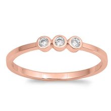 Load image into Gallery viewer, Sterling Silver Rose Gold Plated Plain Rounds Shaped Clear CZ RingAnd Face Height 3mm