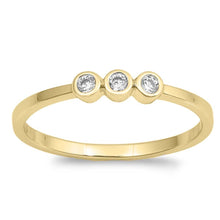 Load image into Gallery viewer, Sterling Silver Yellow Gold Plated Plain Rounds Shaped Clear CZ RingAnd Face Height 3mm