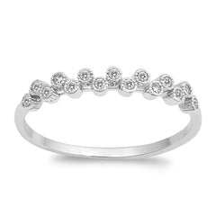 Sterling Silver Rhodium Plated Plain Shaped Clear CZ RingAnd Face Height 3mm