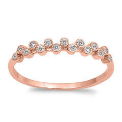 Sterling Silver Rose Gold Plated Plain Shaped Clear CZ RingAnd Face Height 3mm